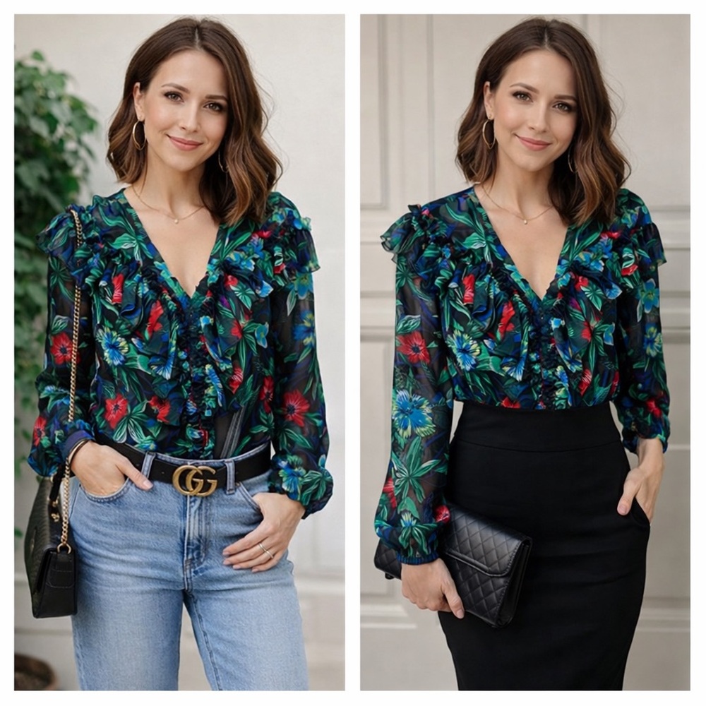 Floral Ruffle Bodysuit